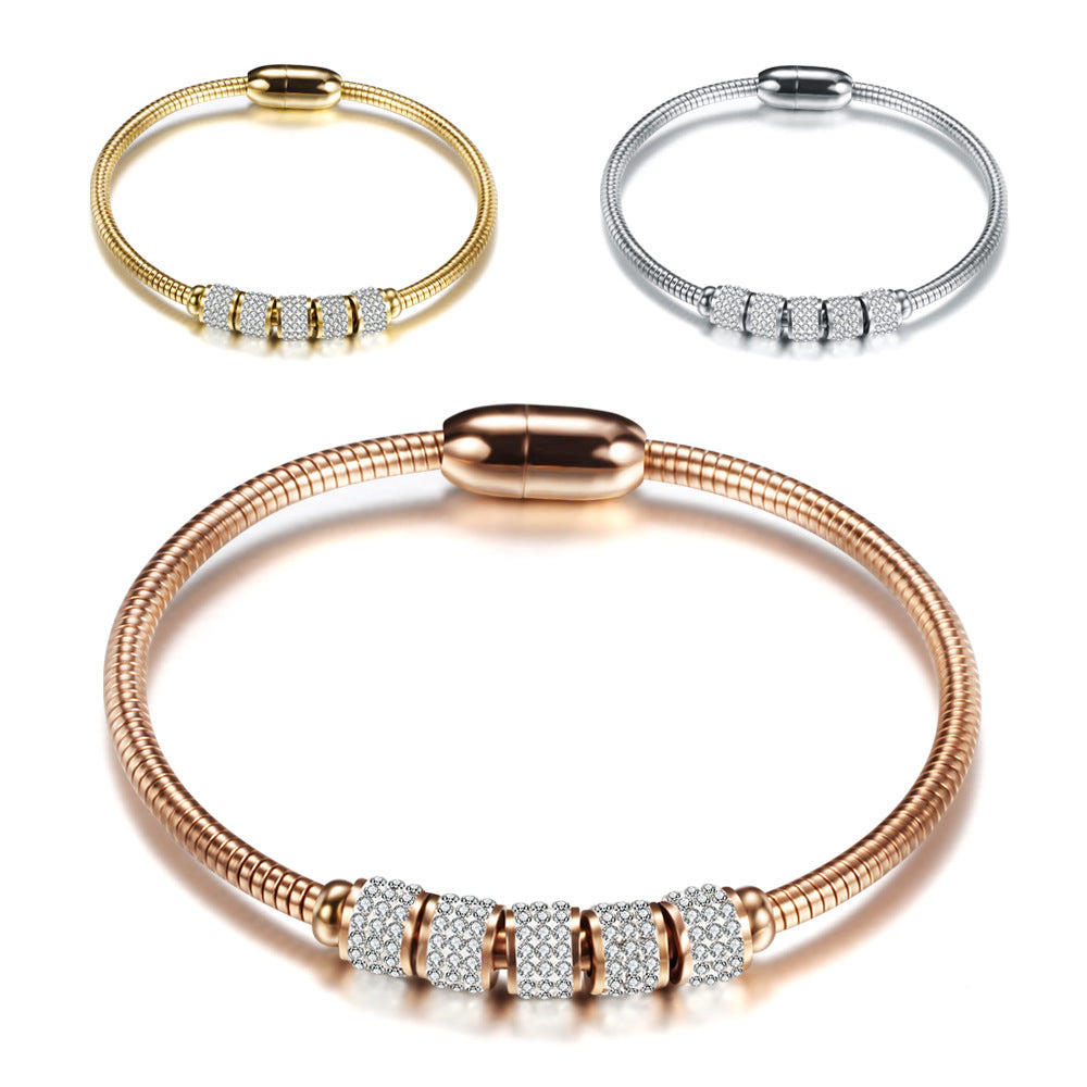 European and American simple ins personalized stainless steel magnet buckle women's Bracelet 18K Gold Titanium Steel Bracelet