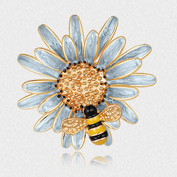 Broche artesanal de alta qualidade com alecrim folheado a ouro série abelha bebê