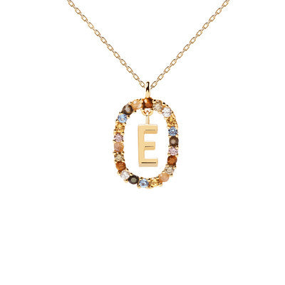 Nicho con incrustaciones de piedras preciosas 18K chapado en oro clavícula colorida letra colgante S925 collar de plata para mujer