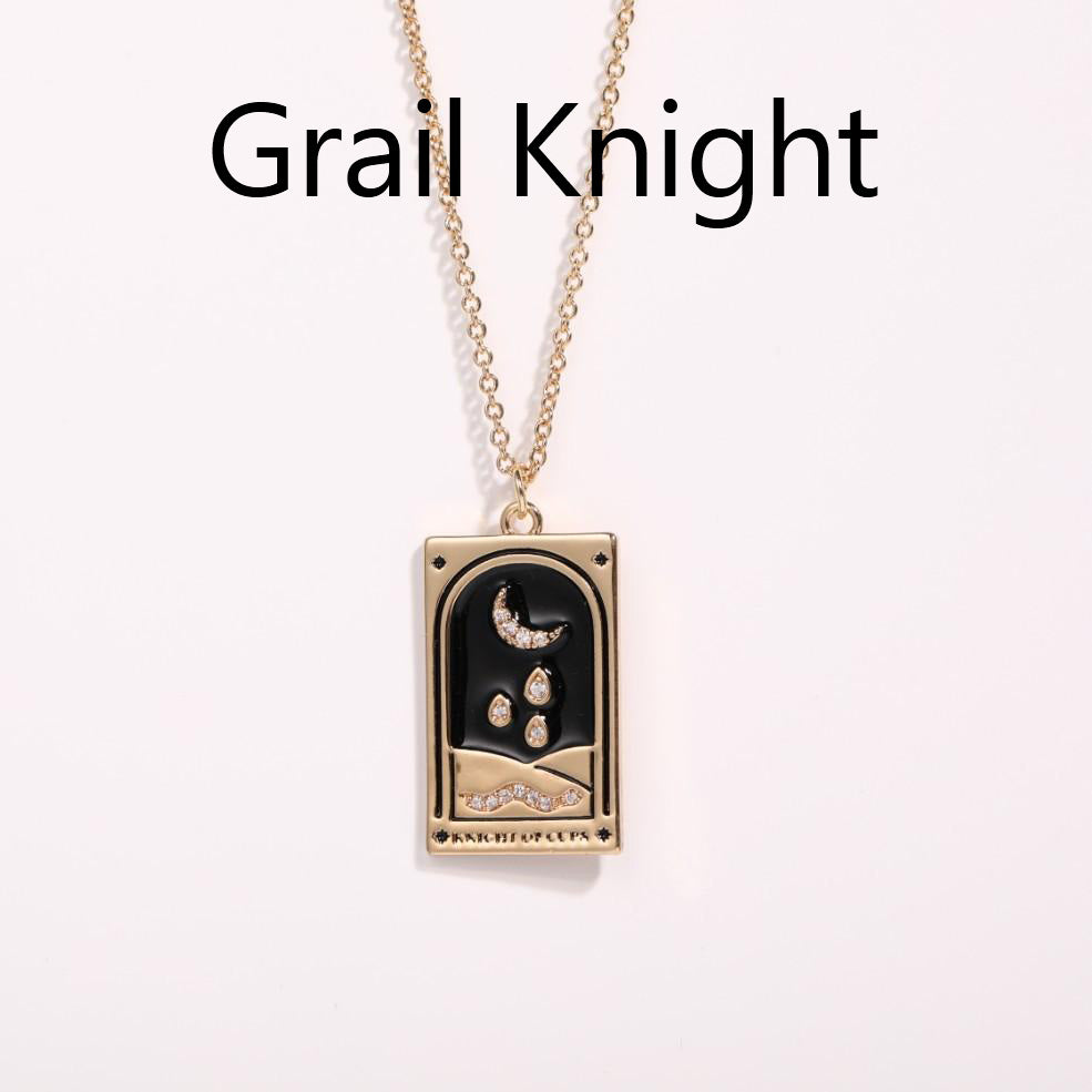 Vintage Tarot Oil Dropping Square Necklace Female