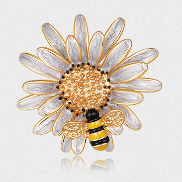 Broche artesanal de alta qualidade com alecrim folheado a ouro série abelha bebê