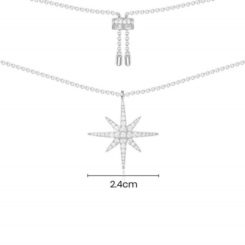 Monaco Hexagram Silver Necklace Women's Light Luxury Collarbone Chain Gift for Girlfriend