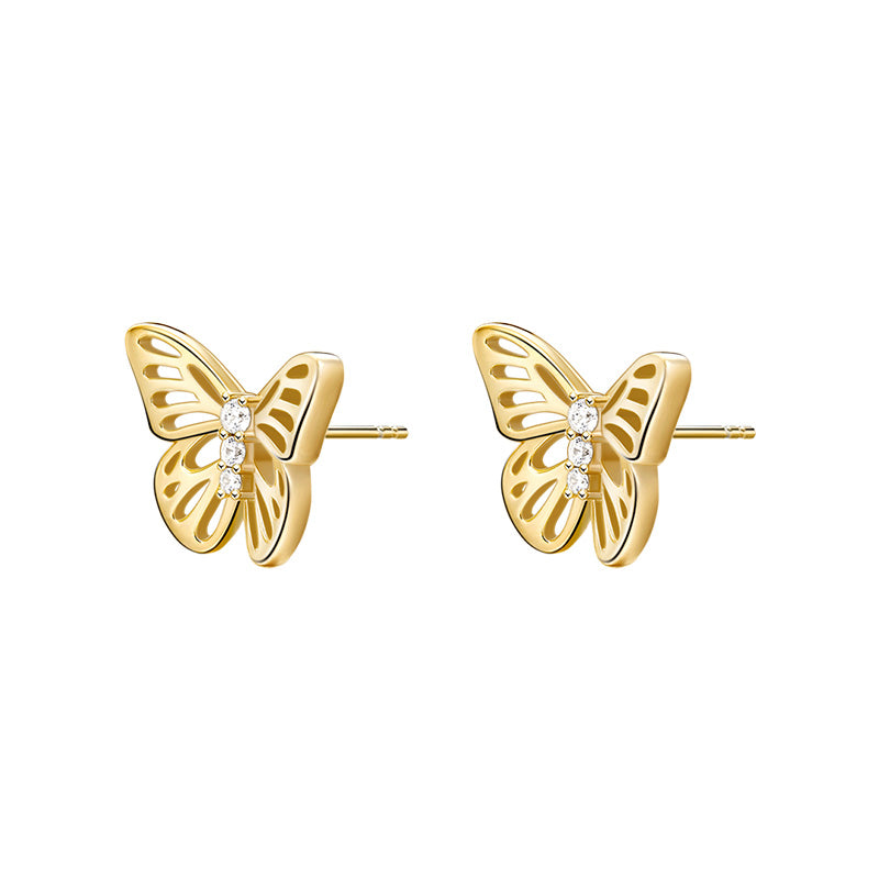 14K Gold Plated Butterfly Stud Earrings for Women Girls