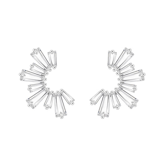 Frozen Ice Flower Stud Earrings in 925 Sterling Silver