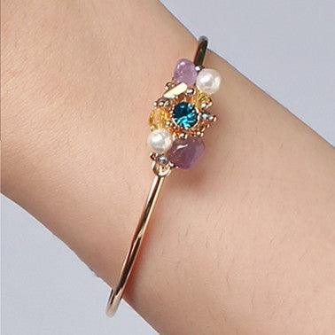 Elegancka nisza 18-karatowa pozłacana kryształowa perła słodkowodna regulowana bransoletka dla kobiet