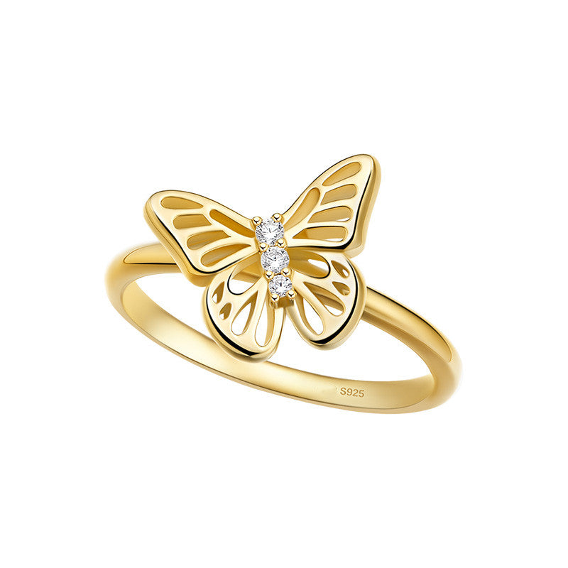 925 Sterling Silver Women's Fashion Stacked Butterfly Ring