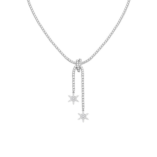 Wishing Snowflake Necklace 925 Sterling Silver Light Luxury Sweater Clavicle Chain