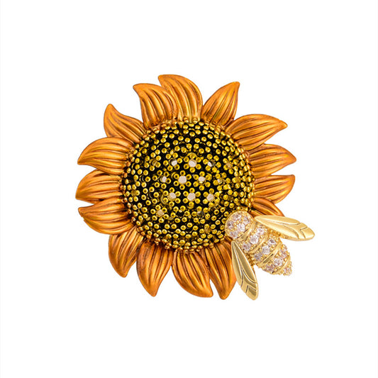 Luxury Original Series Sunflower Bee Plant Brooch