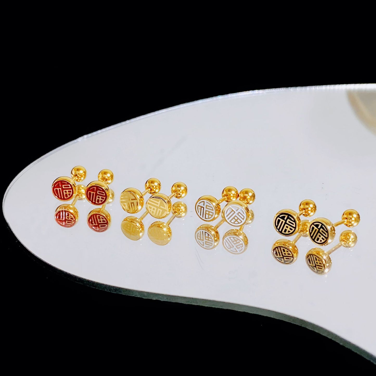 18k Gold Electroplating Non-fading Blessing Titanium Steel Ear Studs