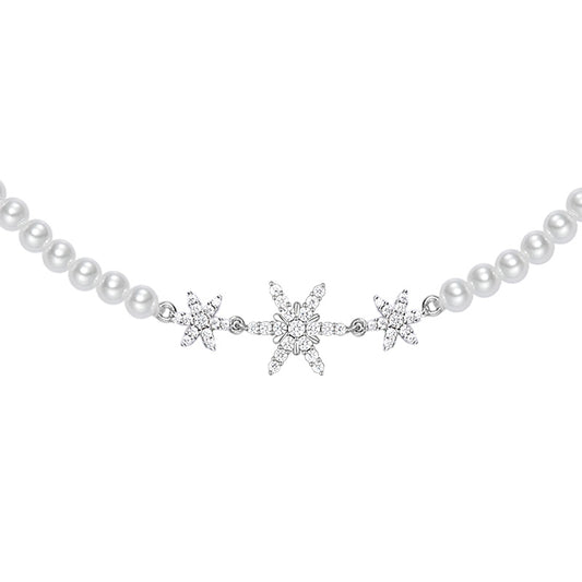 Elegant Snowflake Necklace Sweater Chain Women's Clavicle Chain