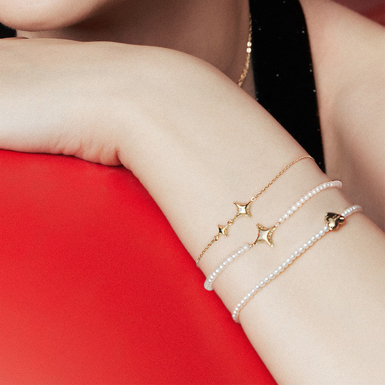 18K Gold-plated Balloon Pearl Bracelet Love Pendant Hand Jewelry for Women