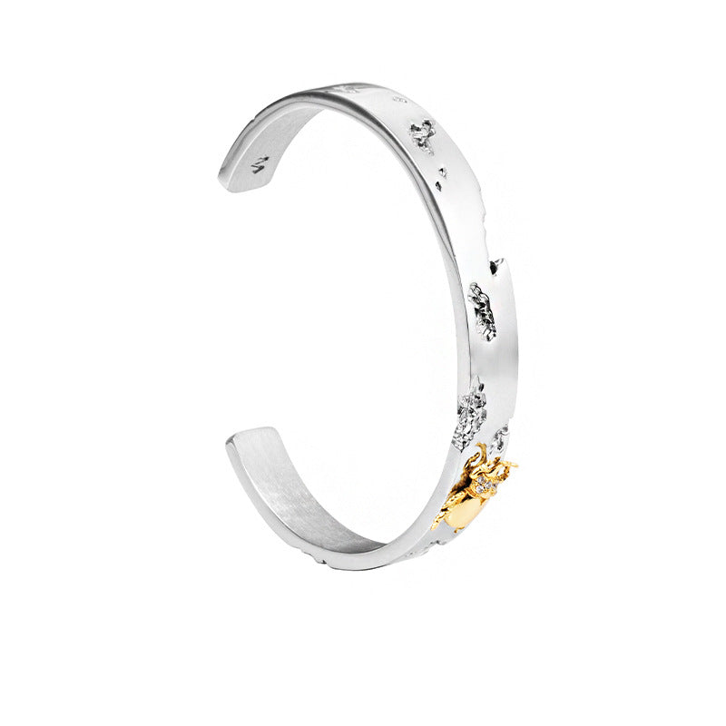 Bracelet en acier titane/argent pour couple de coléoptères exquis de luxe léger pour hommes et femmes