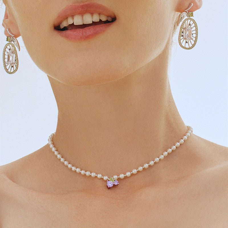 Juice Ice Clavicle Chain Natural Pearl Necklace