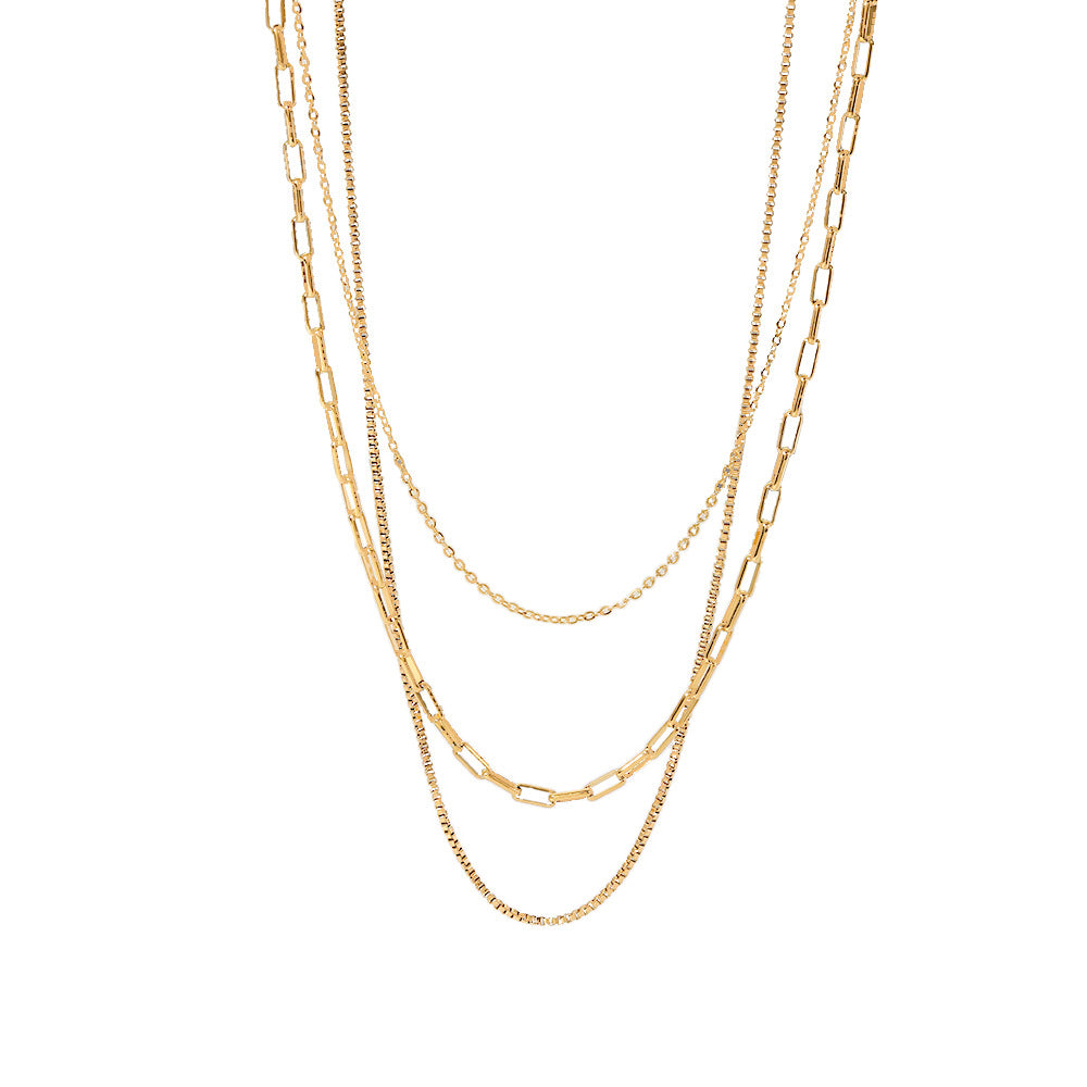 INS Retro Style 18K Gold Plated Three-layer Necklace for Women