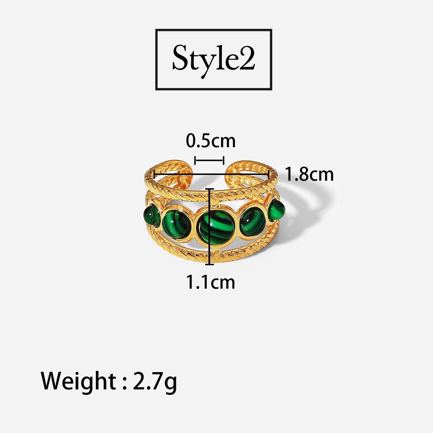 Non-fading French INS style open ring
