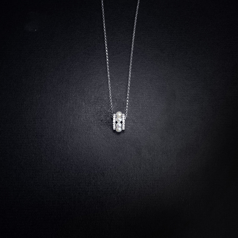 Monaco Slim Waist Pearl Necklace Female Silver Sweater Chain INS Tide Light Luxury New Year Gift Jewelry