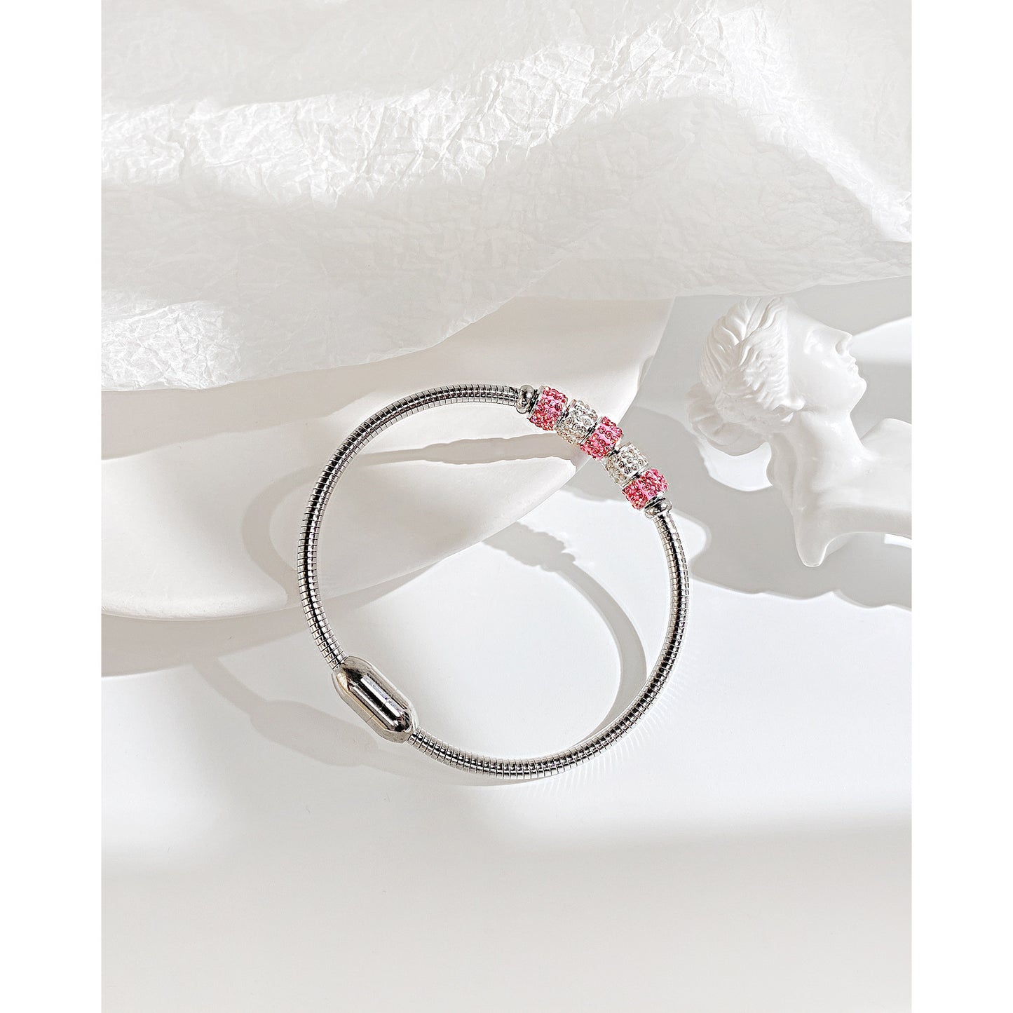 Niche design, versatile zircon stainless steel bracelet, INS style, light luxury, high-grade bracelet, female
