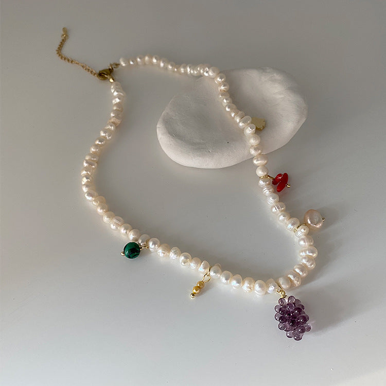 Sweet and Temperament Grape Fruits Baroque Pearl Necklace