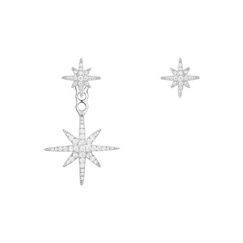 Women's Hexagram Asymmetric Earrings in 925 Sterling Silver