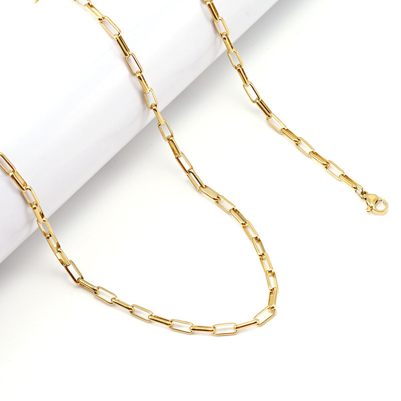 Paper clip chain New ins Long cross chain necklace