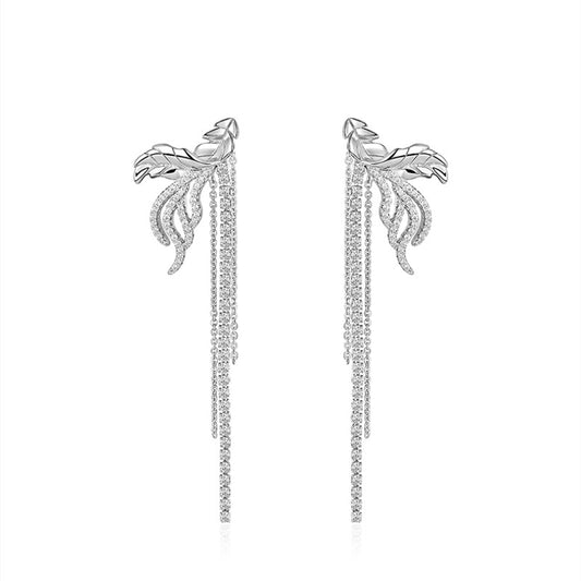 Black Swan Tassel Feather Earrings for Engagement
