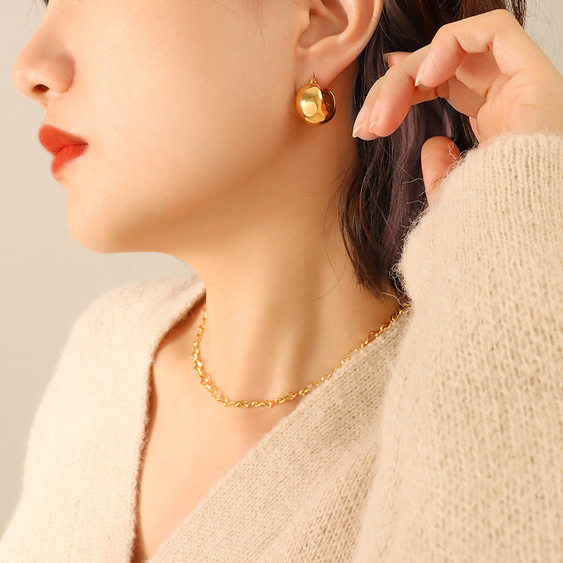 Retro Minimalist U -shaped Plating 18K Gold Titanium Steel Earrings