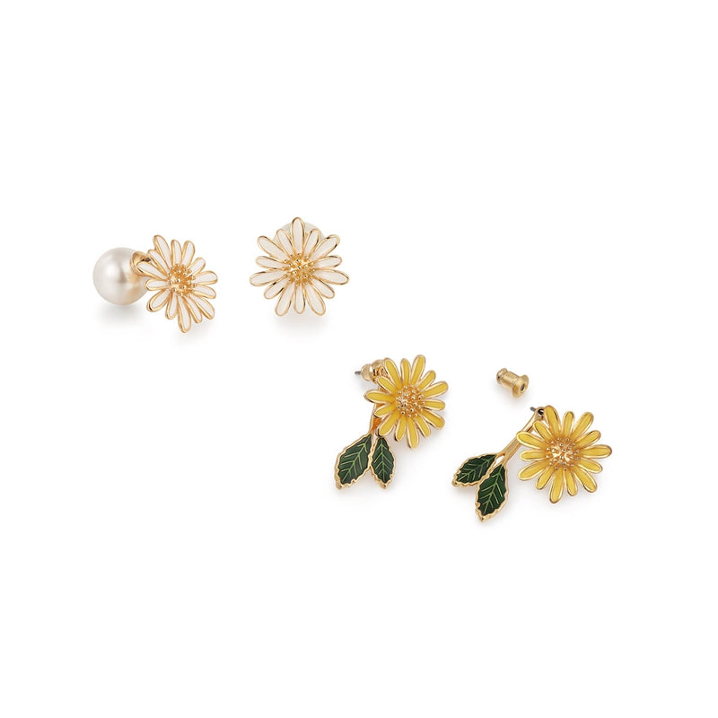 Boucles d'oreilles élégantes en perles naturelles à la main avec fleur de marguerite