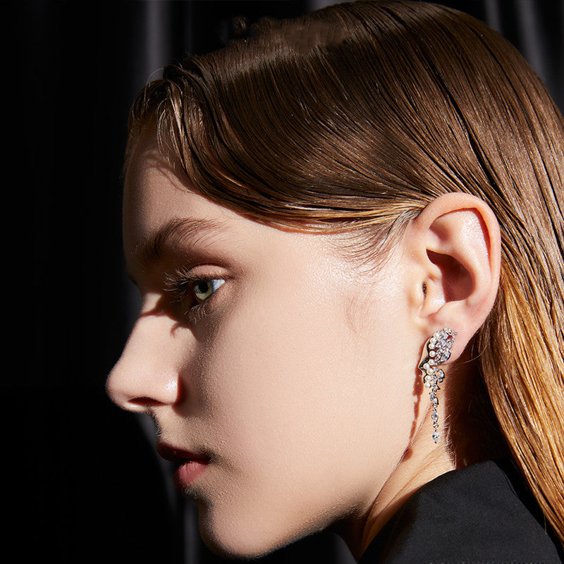 Butterfly Tassel Earrings Women's Long High-end Luxury 925 Silver Needle Jewelry
