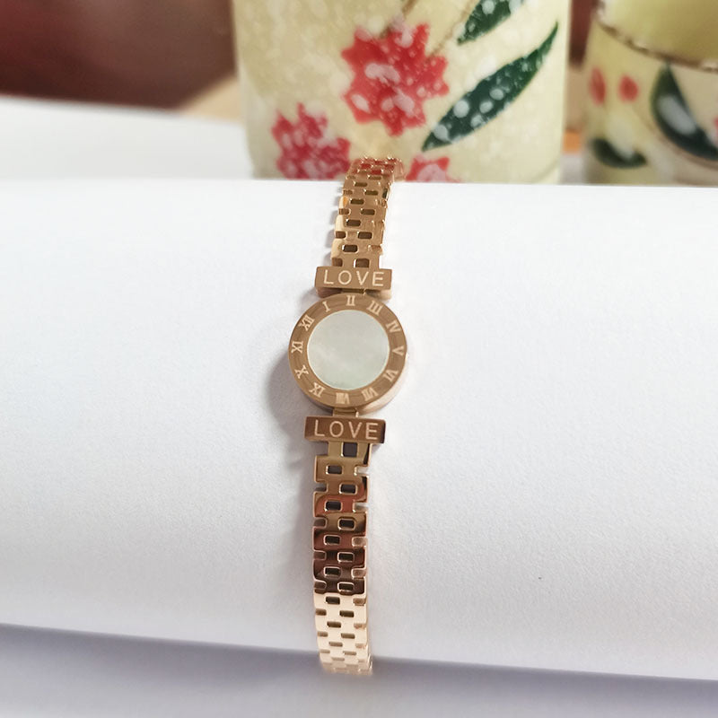 Korean 18K Gold Titanium Steel Bracelet female ins personality cool style niche design Roman Watch Bracelet