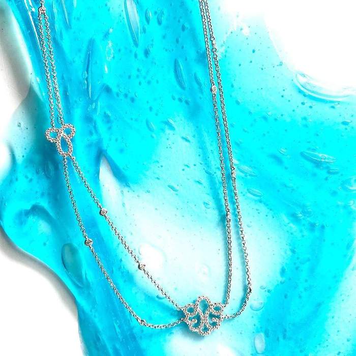 Monaco Double Four-leaf Clover Silver Necklace Women's Light Luxury Clavicle Chain New Jewelry Gift