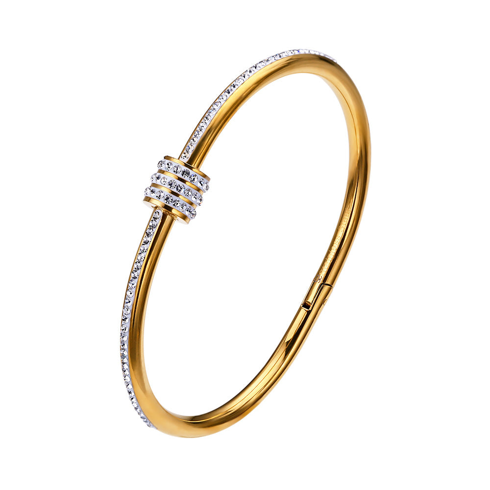 Popular mud Diamond Bracelet 18K gold-plated full diamond titanium steel bracelet fashion small waist stainless steel bracelet
