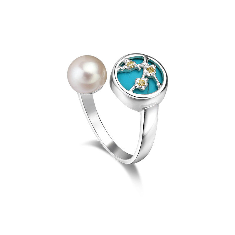 Pendientes, collar, anillo y pulsera de perlas de alta calidad en plata de ley 925