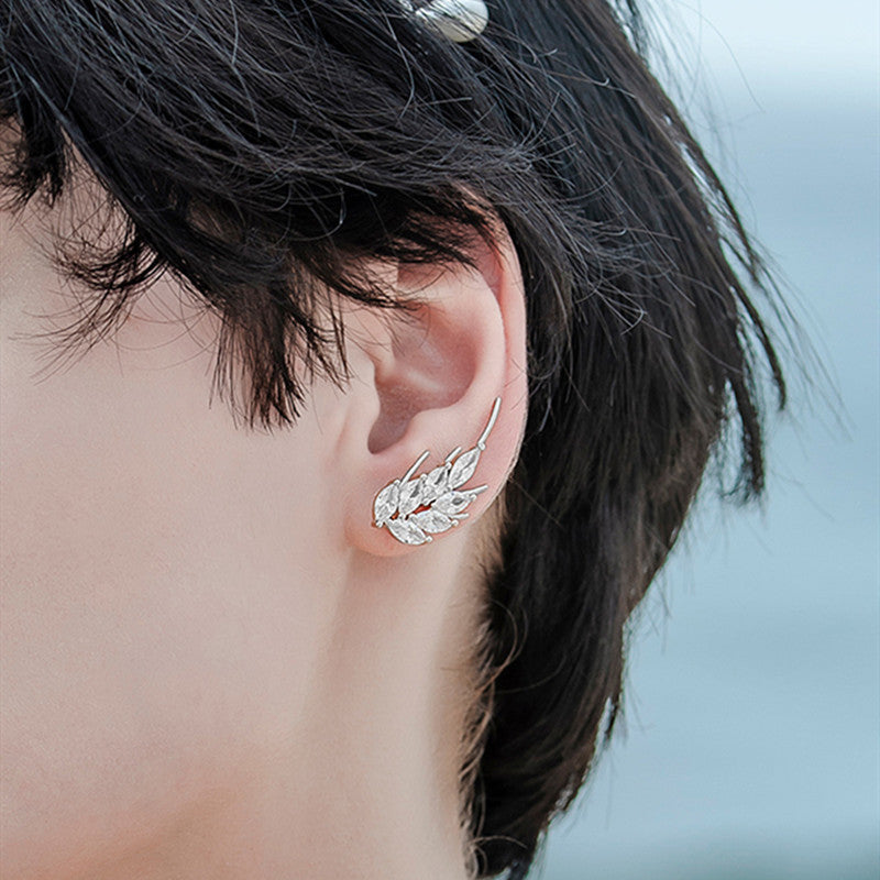 Women's Simple Temperament Gilt Wheat Studs Earring in 925 Sterling Silver