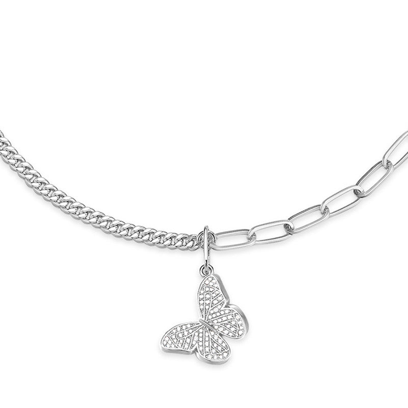 925 Sterling Silver Butterfly Clavicle Chain Necklace