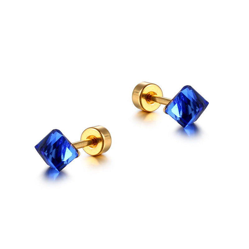 Indifferent INS Style Minimalist Square Diamond Earrings