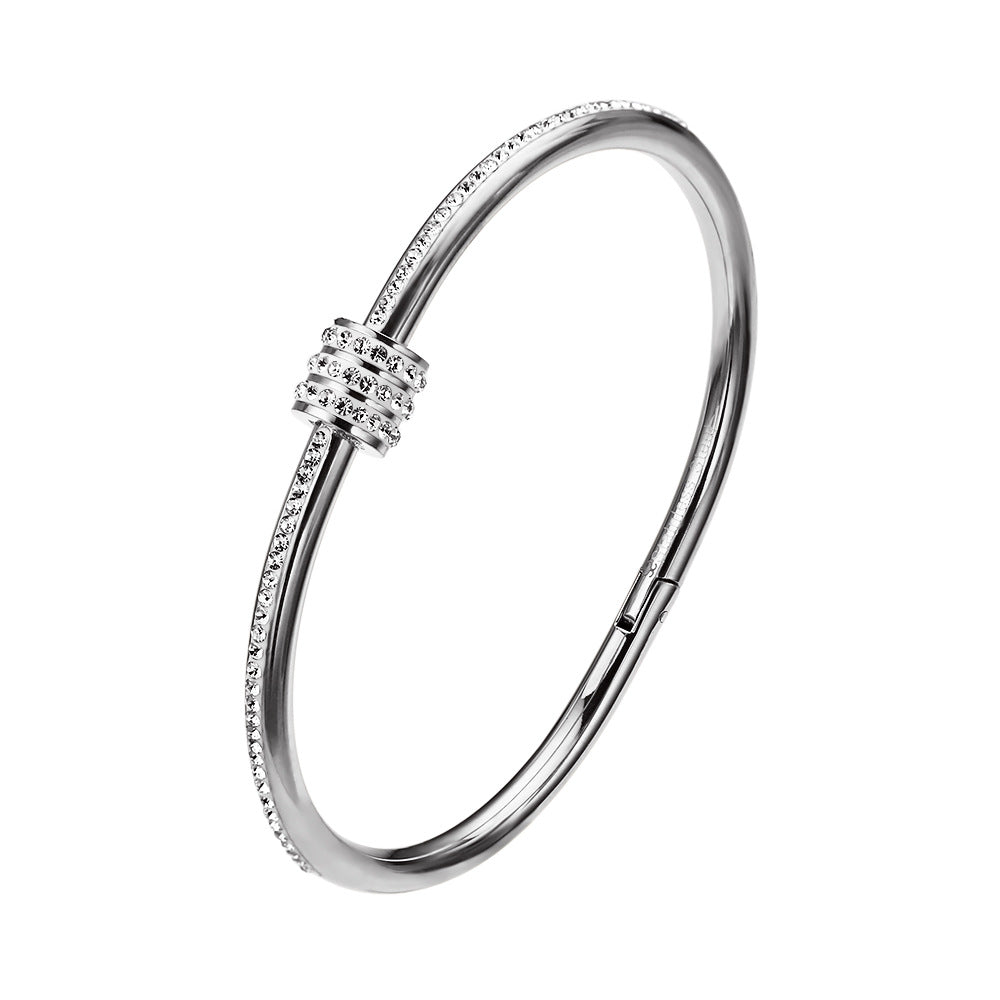 Popular mud Diamond Bracelet 18K gold-plated full diamond titanium steel bracelet fashion small waist stainless steel bracelet