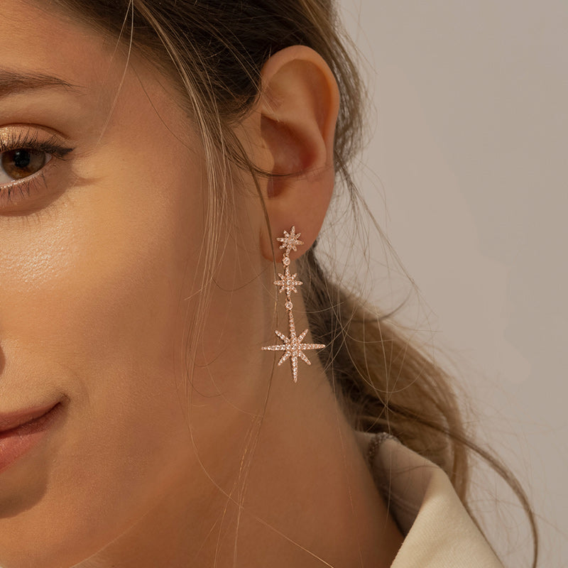 Luxury Exquisite Meteor Hexagram Pendant earrings