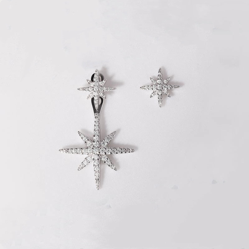 Women's Hexagram Asymmetric Earrings in 925 Sterling Silver