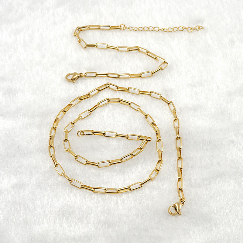 Paper clip chain New ins Long cross chain necklace