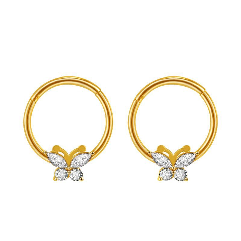 2022 New European and American Popular Stainless Steel Butterfly Earring Studs with Zircon