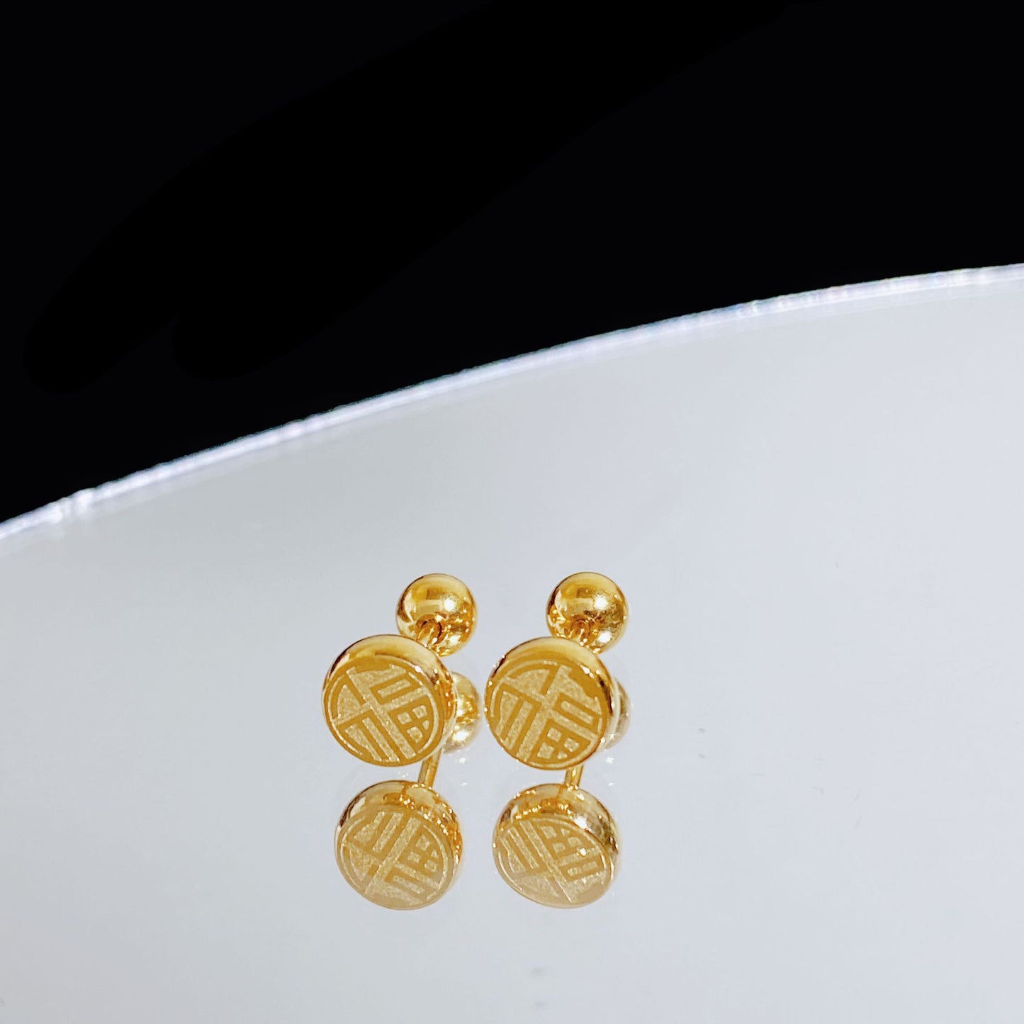 18k Gold Electroplating Non-fading Blessing Titanium Steel Ear Studs