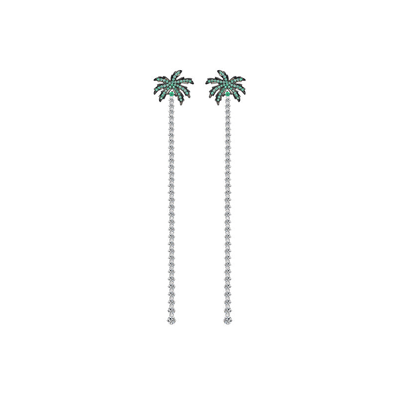 Unique Coconut Tree Linear drop earrings in 925 sterling silver