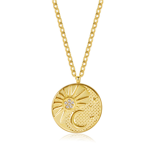 Sun and Moon Three-dimensional Embossed Stainless Steel Necklace