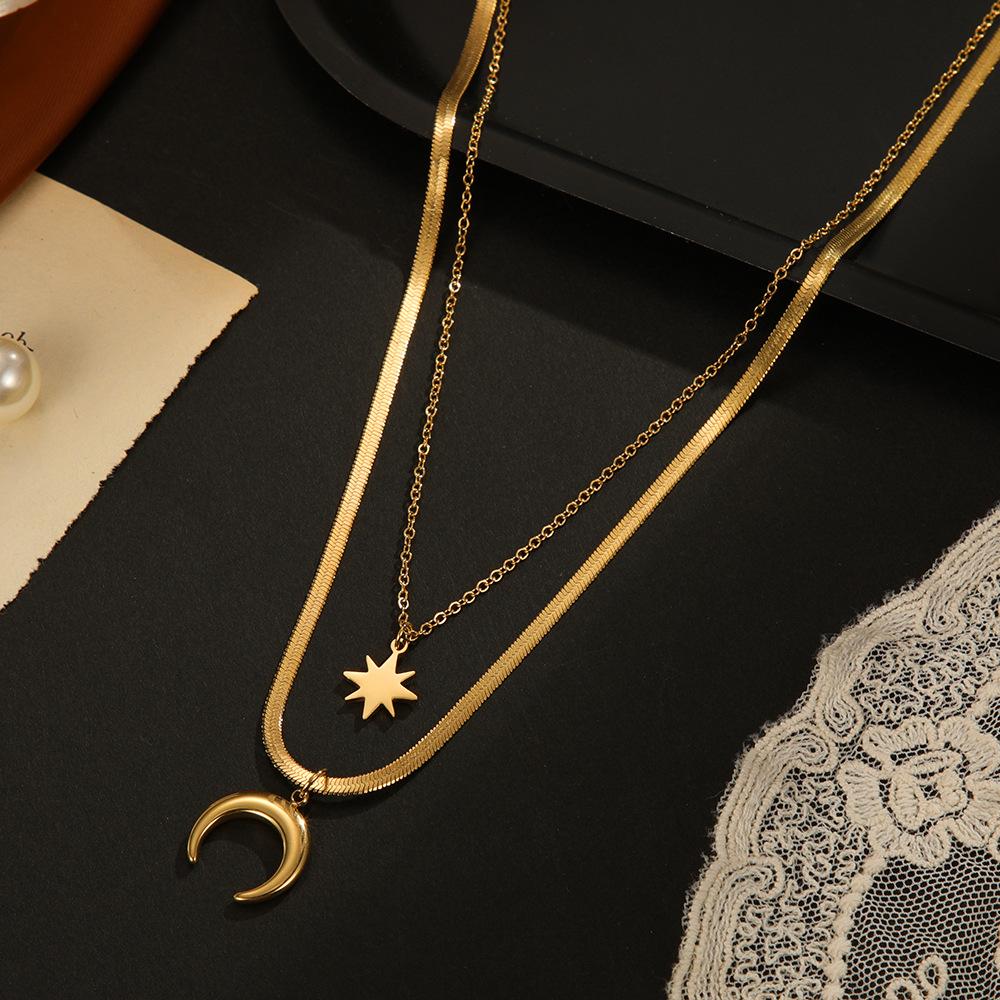 Non-fading star moon pendant necklace