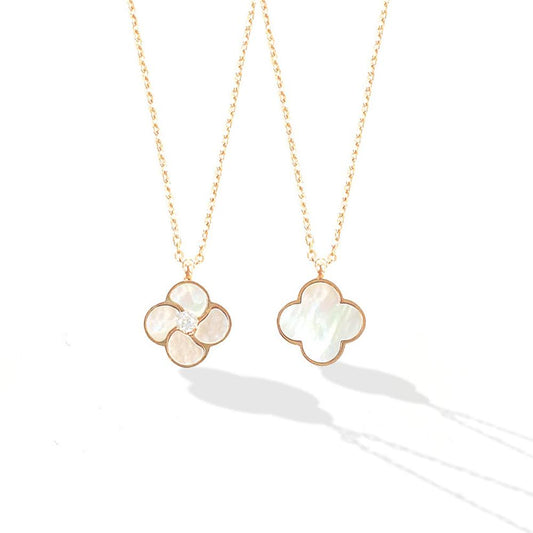 Non-fading rose gold collarbone chain double-sided four-leaf clover necklace women