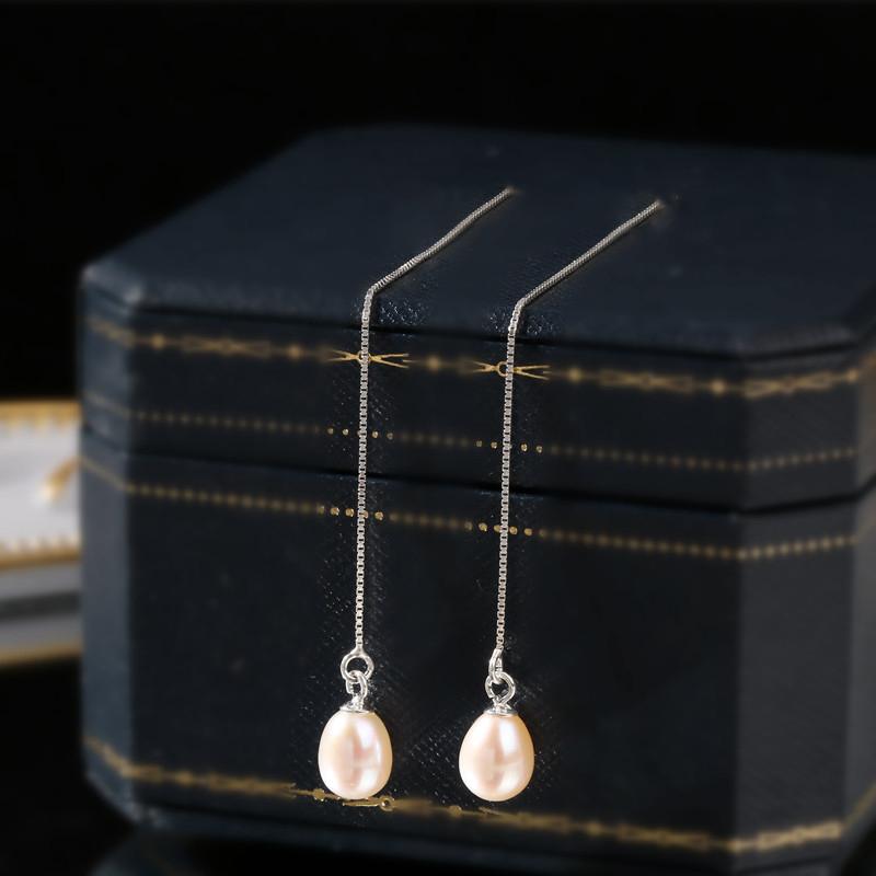 S925 Sterling Silver Needle Natural Freshwater Pearl 6-7MM Stud Earrings