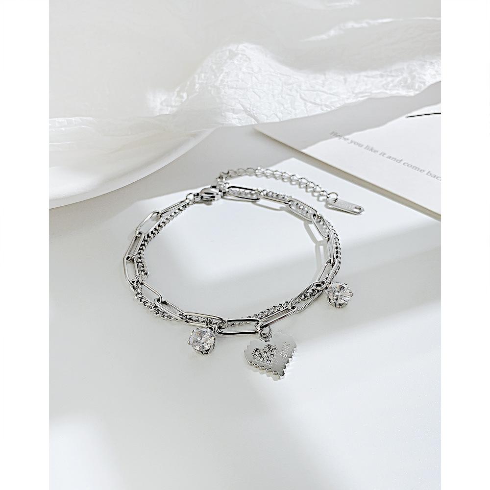 Non-fading women's light luxury ins style french love bracelet