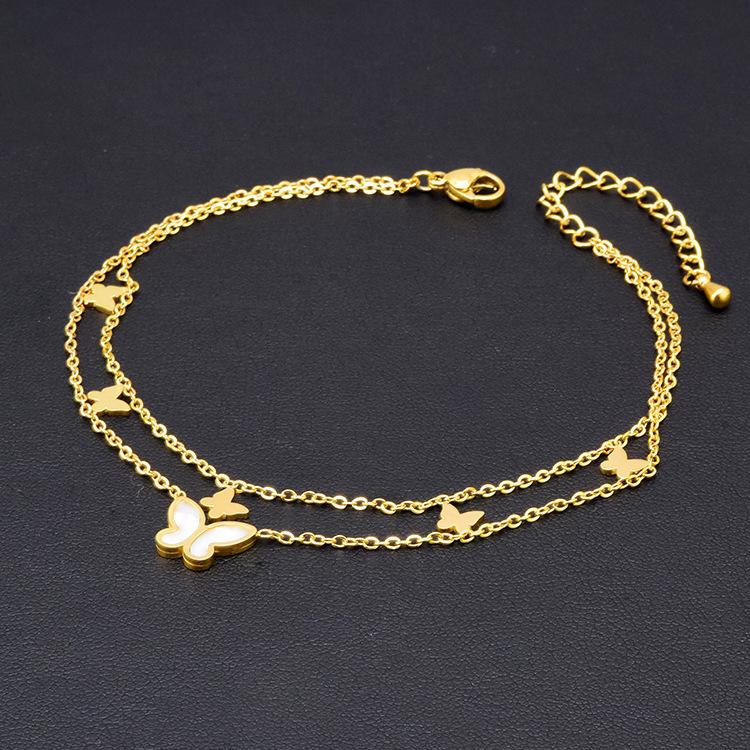 Non-fading Double Layer Butterfly Anklet