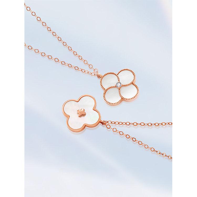 S925 silver Reversible Four Leaf Clover Necklace