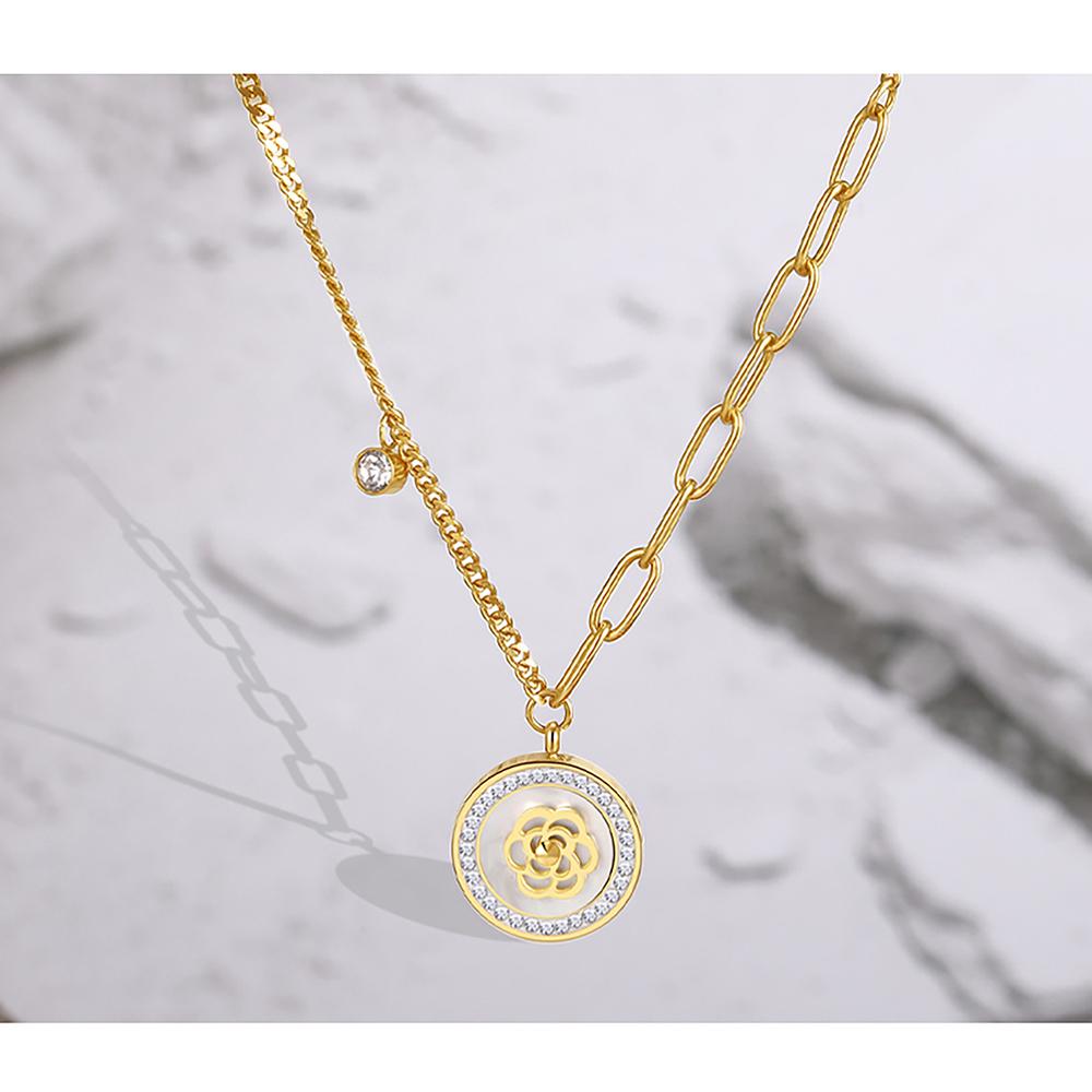 Non-fading ins style camellia necklace